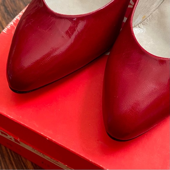 Bandolino Bollo Pumps Dark Red Kid Leather Clip-On Bows Italy Sz 8 *NIB*VTG*80s* - Picture 4 of 15